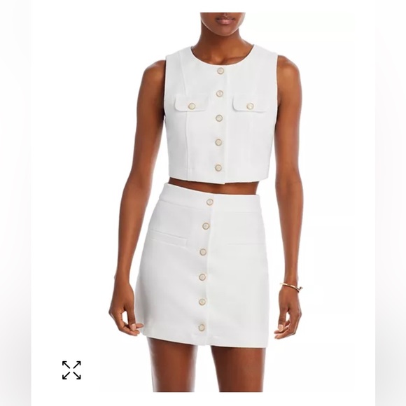 Bloomingdale’s FORE Button Front Mini Skirt White Small - Picture 3 of 7